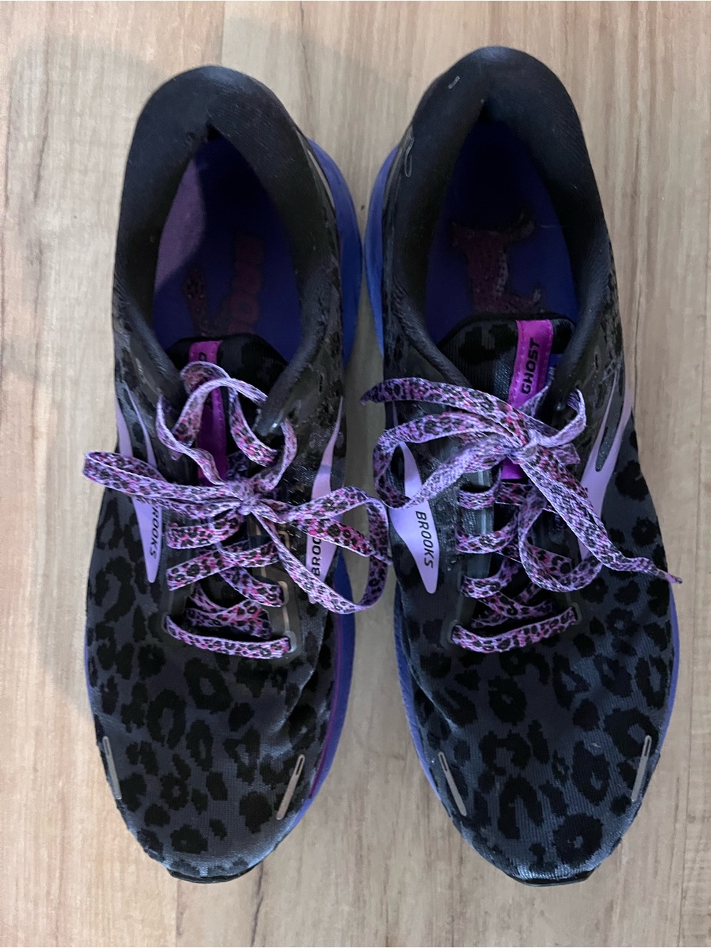 Brooks Women's Black Leopard Print Running Shoes with Purple Accents